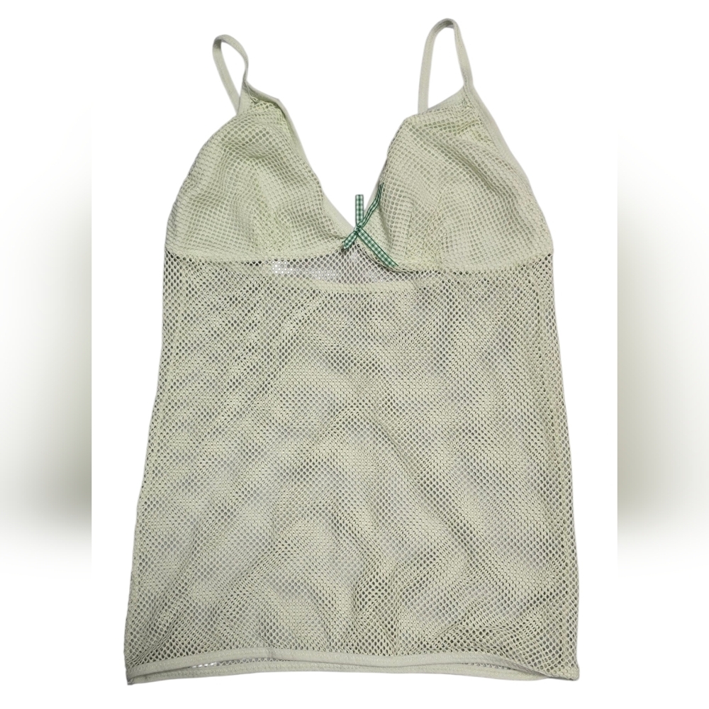 Mesh Sleeveless Top with Green Accents